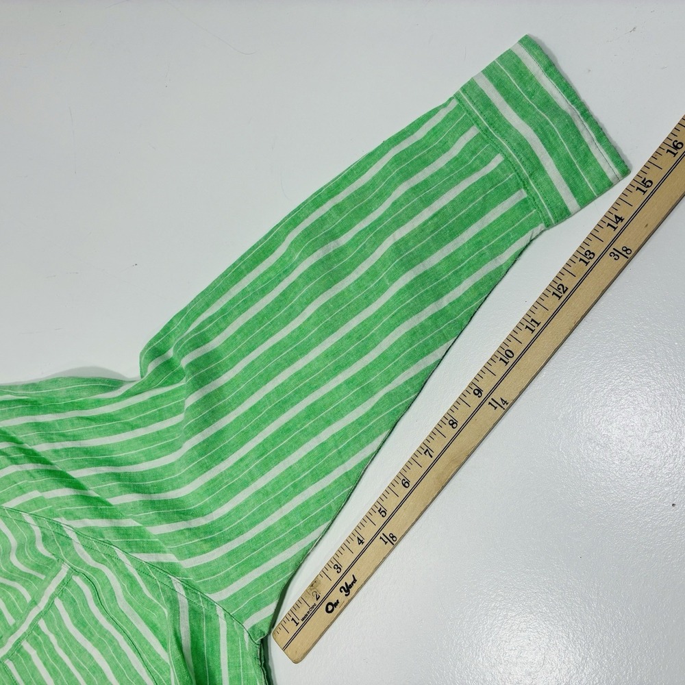 Aerie Pool-To-Party Women Shirt Size XL Linen Blend Green Stripe Oversized - Picture 11 of 13